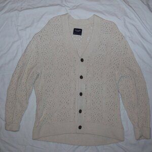 ABERCROMBIE & FITCH Chunky Cream Knit Oversized Button Up Cardigan